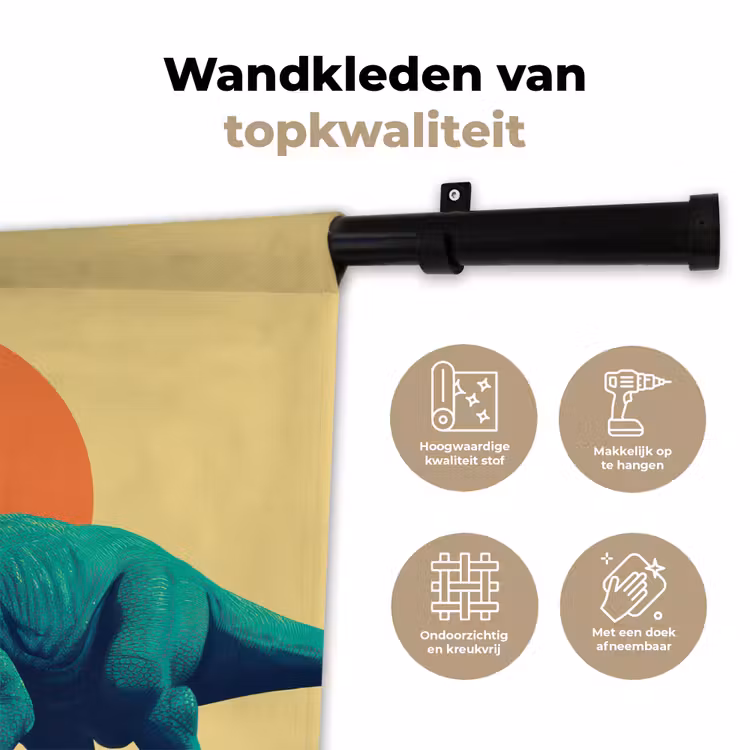 Wandkleed - Triceratops - Cirkel - Oranje - Hoorns — 3