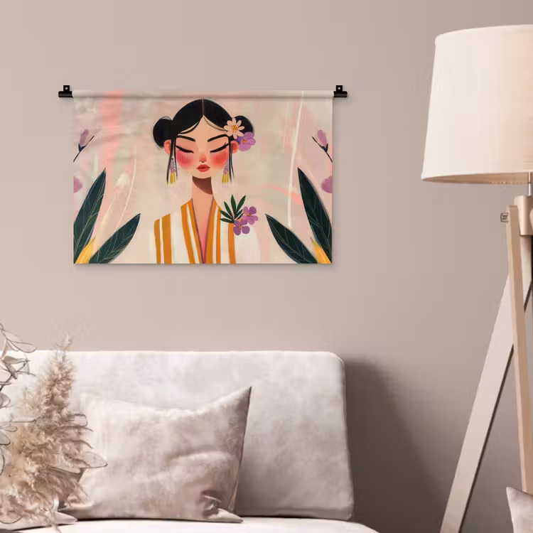 Wandkleed - Vrouw - Bloemen - Pastel — 2