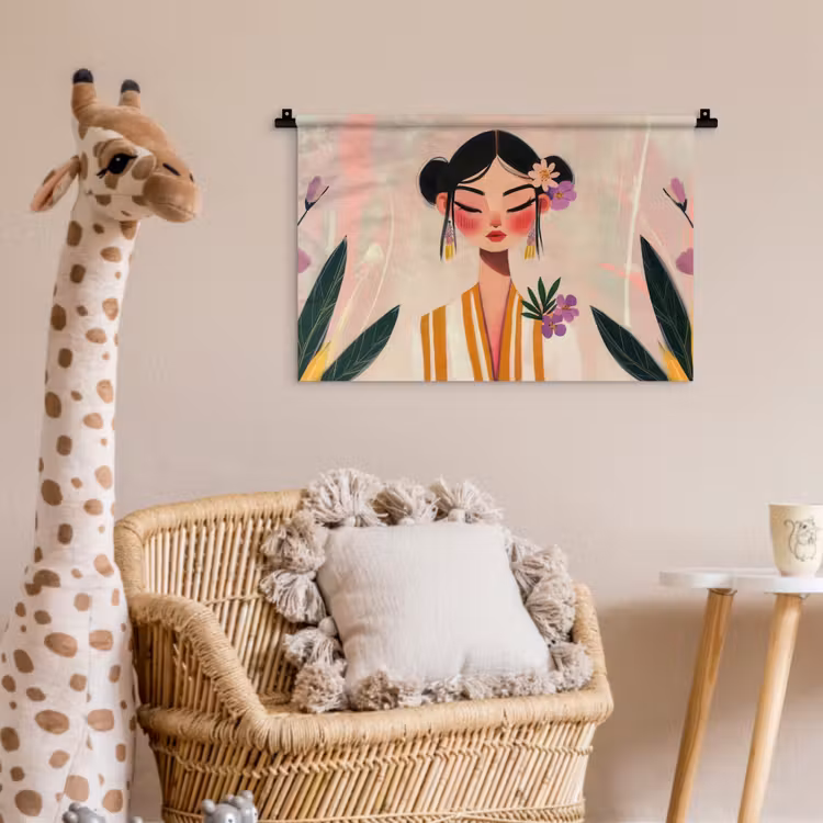 Wandkleed - Vrouw - Bloemen - Pastel — 5