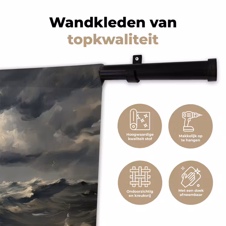 Wandkleed - Vuurtoren - Golven - Storm — 3