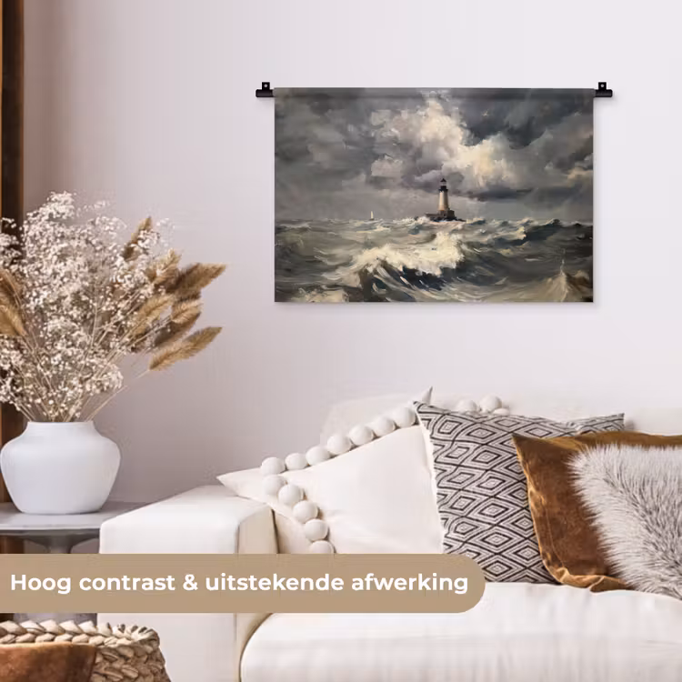 Wandkleed - Vuurtoren - Golven - Storm — 4
