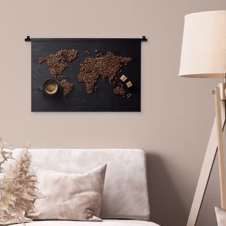 Wandkleed - Wereldkaart - Espresso - Zwart — 2