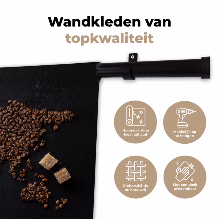 Wandkleed - Wereldkaart - Espresso - Zwart — 3