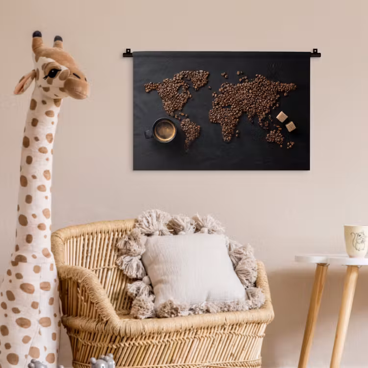Wandkleed - Wereldkaart - Espresso - Zwart — 5