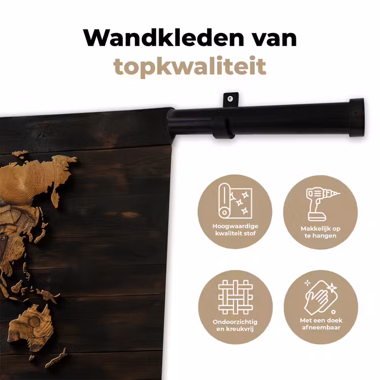 Wandkleed - Wereldkaart - Hout - Mozaïek — 3