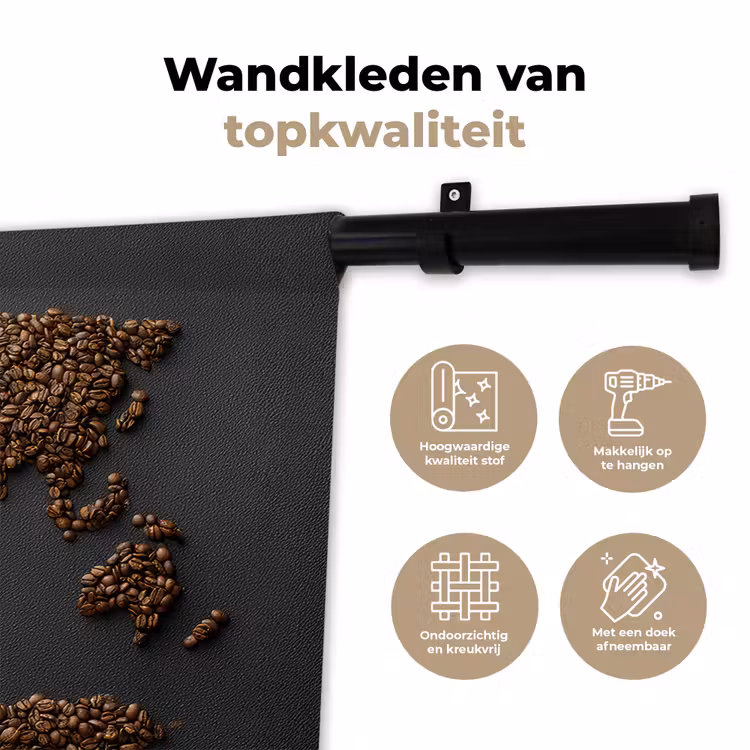Wandkleed - Wereldkaart - Koffie - Grijs — 3