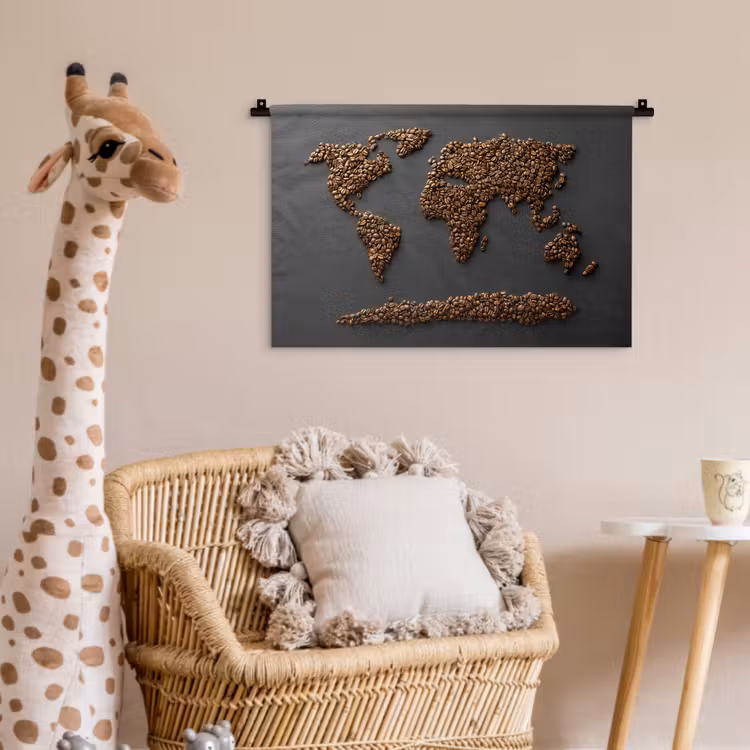 Wandkleed - Wereldkaart - Koffie - Grijs — 5