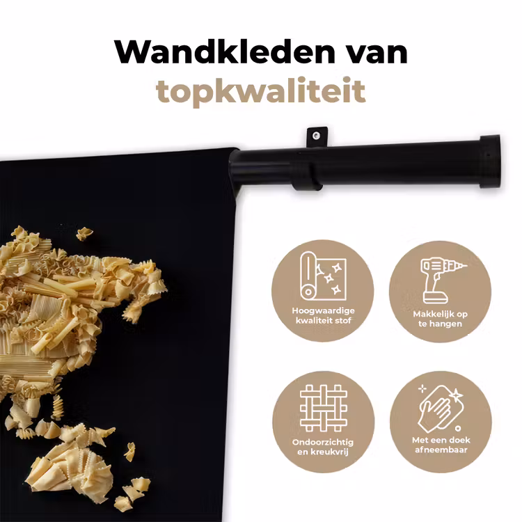 Wandkleed - Wereldkaart - Pasta - Zwart — 3
