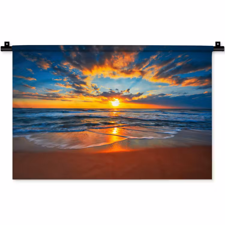 Wandkleed - Zee - Zonsondergang - Strand - Wolken - Oranje — 1