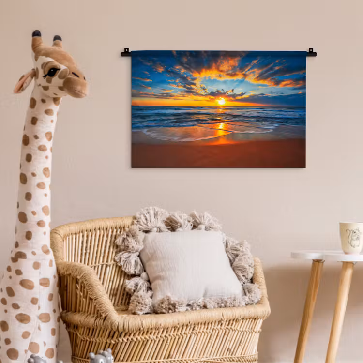 Wandkleed - Zee - Zonsondergang - Strand - Wolken - Oranje — 5