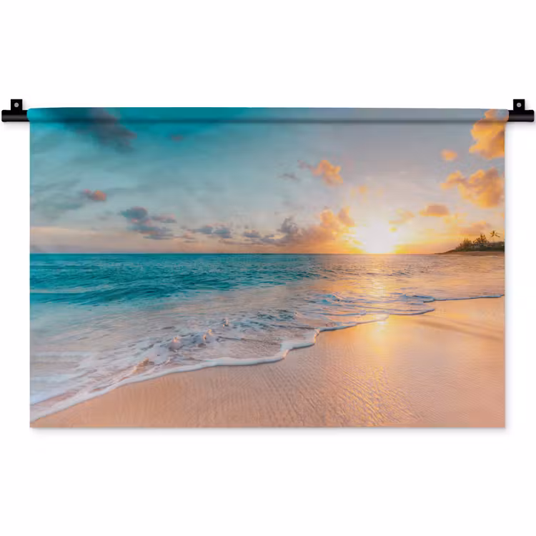 Wandkleed - Zonsondergang - Strand - Zee - Zomer - Blauw — 1