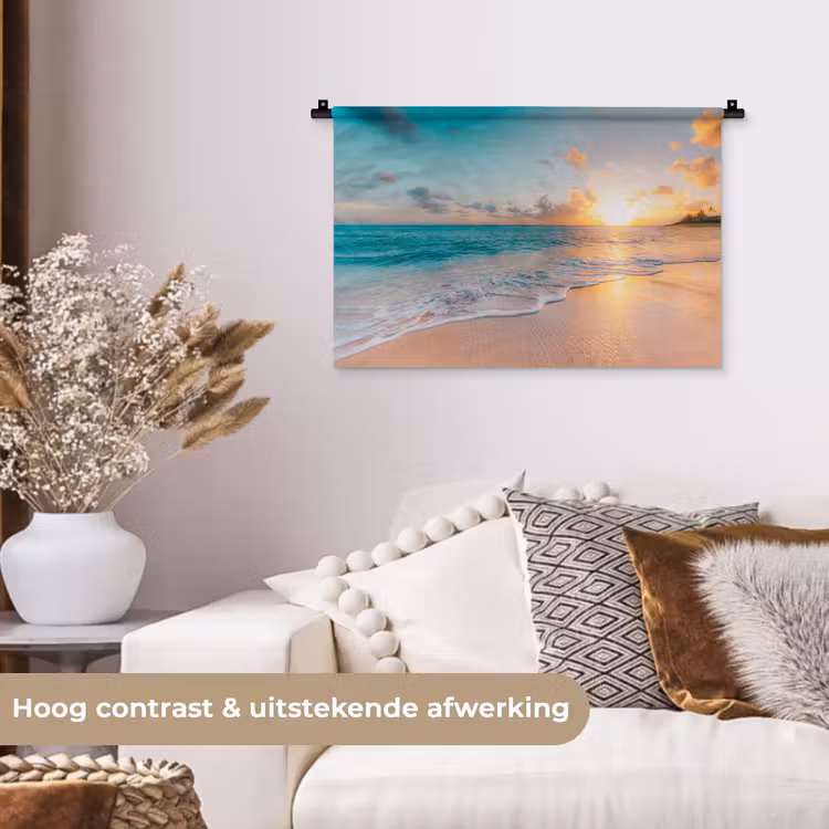 Wandkleed - Zonsondergang - Strand - Zee - Zomer - Blauw — 4