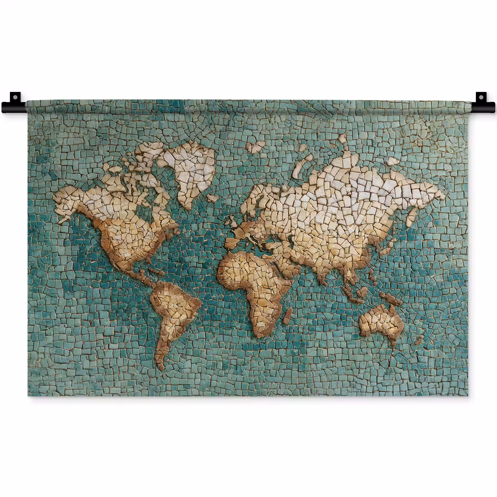 Wandkleed - Wereldkaart - Gebroken tegels - Mozaïek — 1