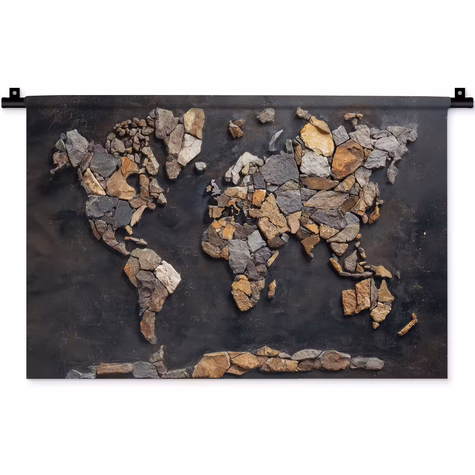 Wandkleed - Wereldkaart - Stenen - Realistisch — 1