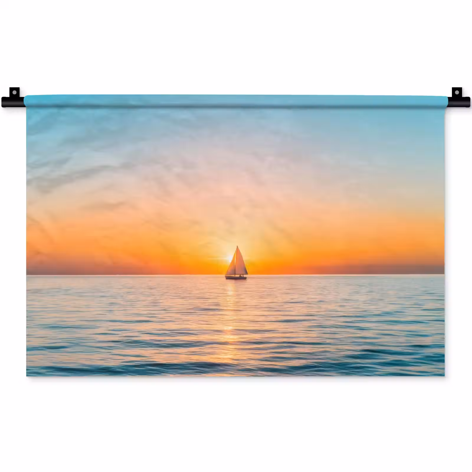 Wandkleed - Zee - Zeilboot - Zonsondergang — 1