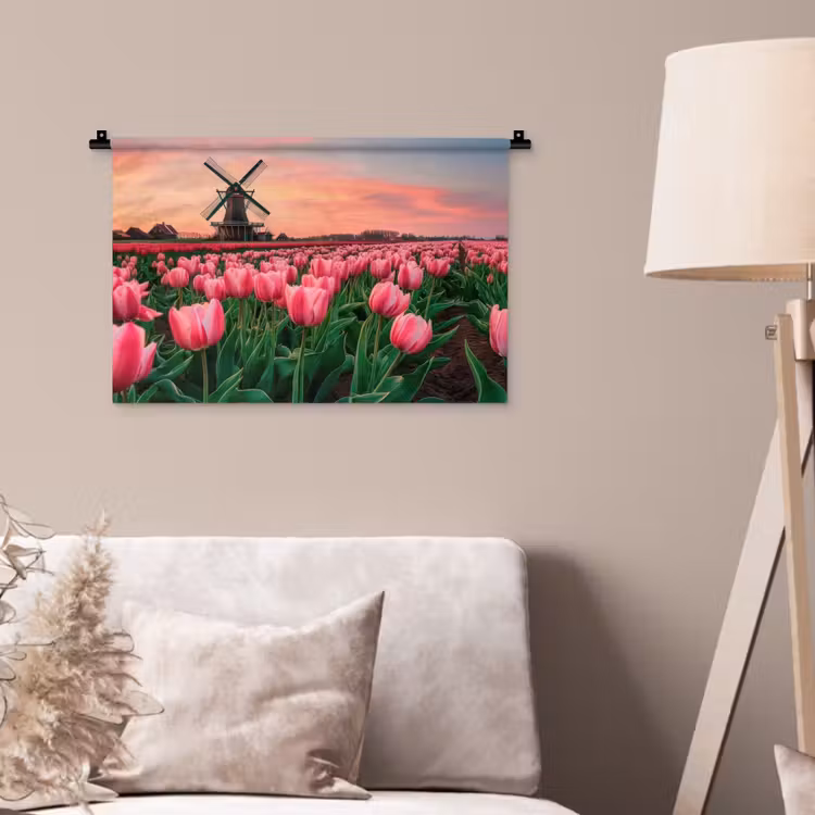 Wandkleed - Tulpen - Molen - Nederland — 2