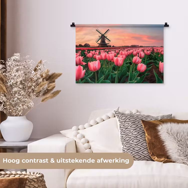 Wandkleed - Tulpen - Molen - Nederland — 4