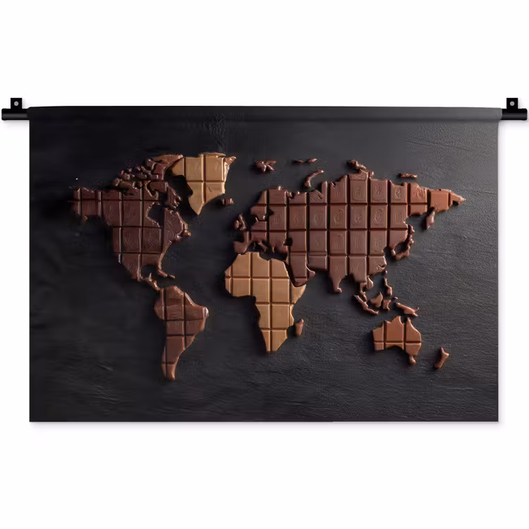Wandkleed - Wereldkaart - chocola - Smakelijke uitstraling — 1