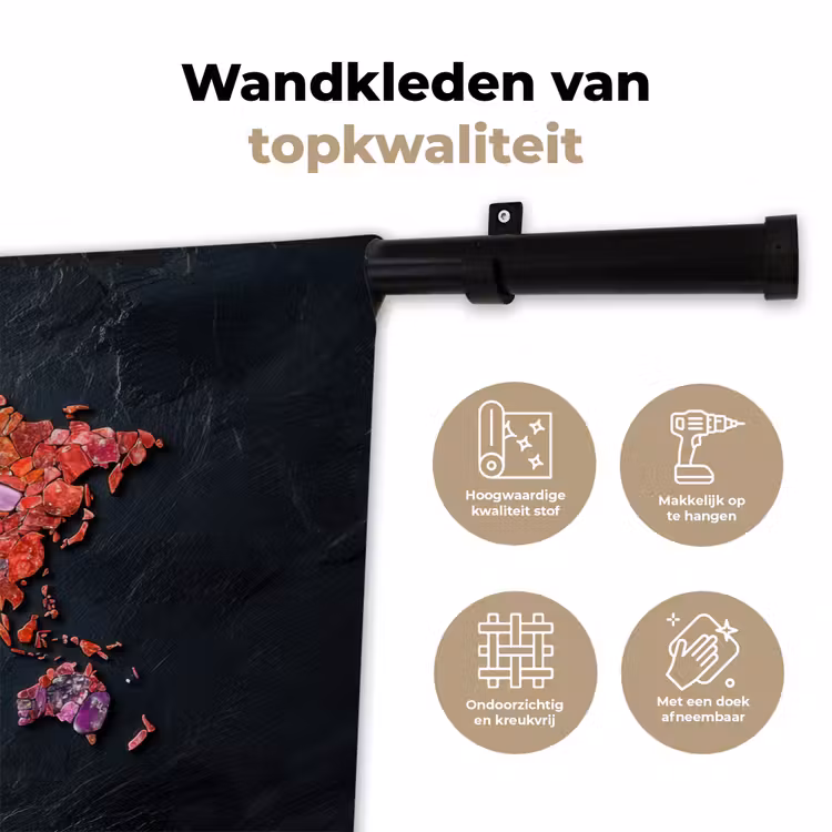 Wandkleed - Wereldkaart - Edelstenen - Regenboog - Ruw — 3