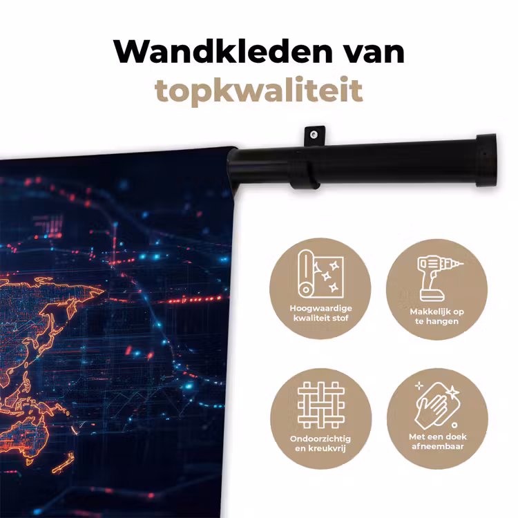 Wandkleed - Wereldkaart - Futuristisch - Oranje — 3