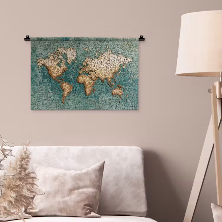 Wandkleed - Wereldkaart - Gebroken tegels - Mozaïek — 2