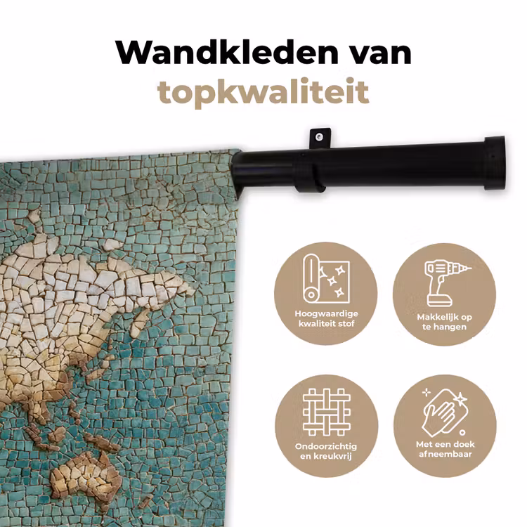 Wandkleed - Wereldkaart - Gebroken tegels - Mozaïek — 3