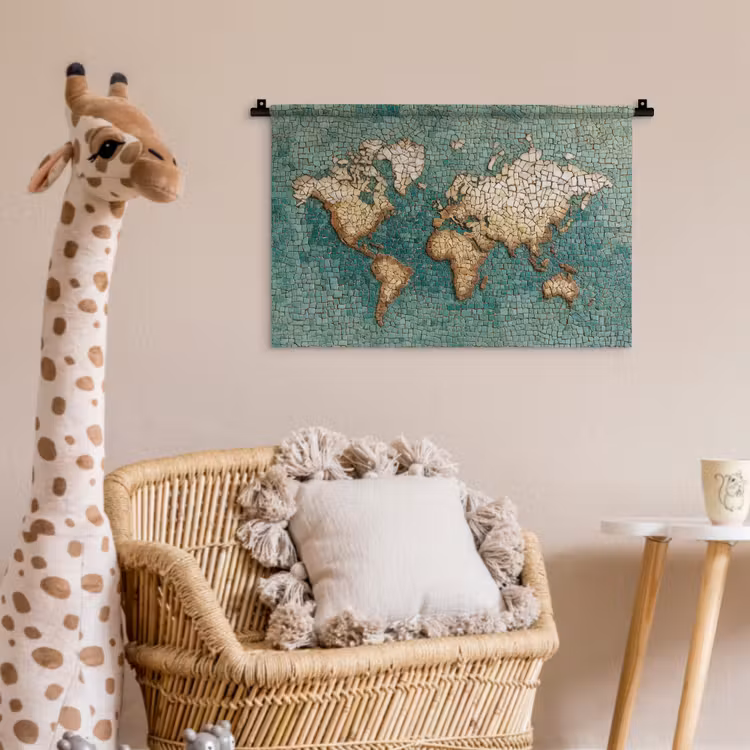 Wandkleed - Wereldkaart - Gebroken tegels - Mozaïek — 5