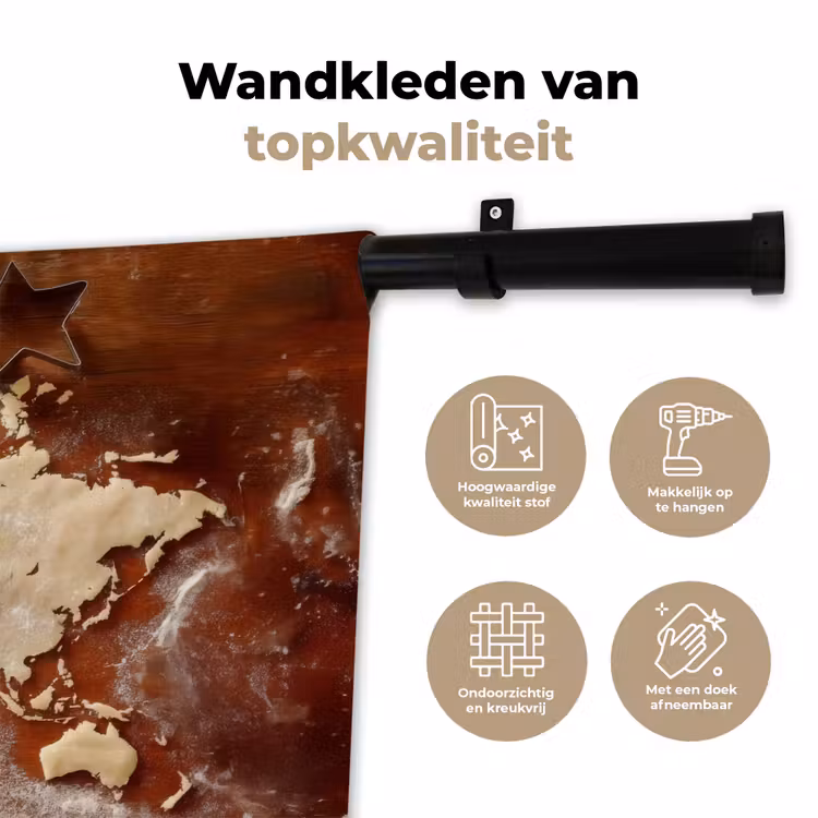 Wandkleed - Wereldkaart - Koekjesdeeg - Warme baksfeer — 3