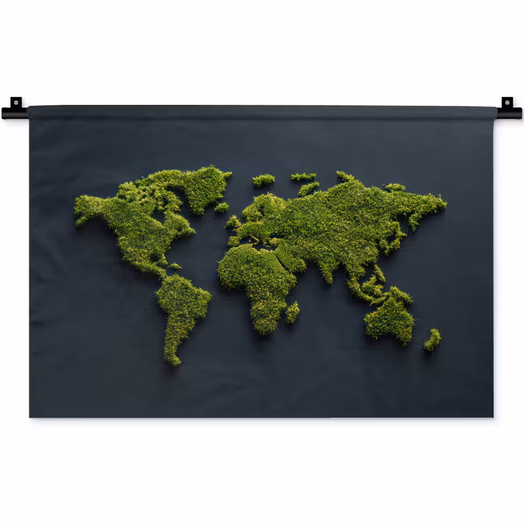 Wandkleed - Wereldkaart - Mos -Levendig effect — 1