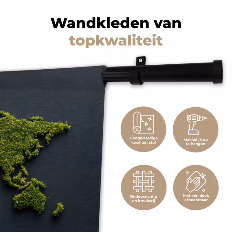 Wandkleed - Wereldkaart - Mos -Levendig effect — 3