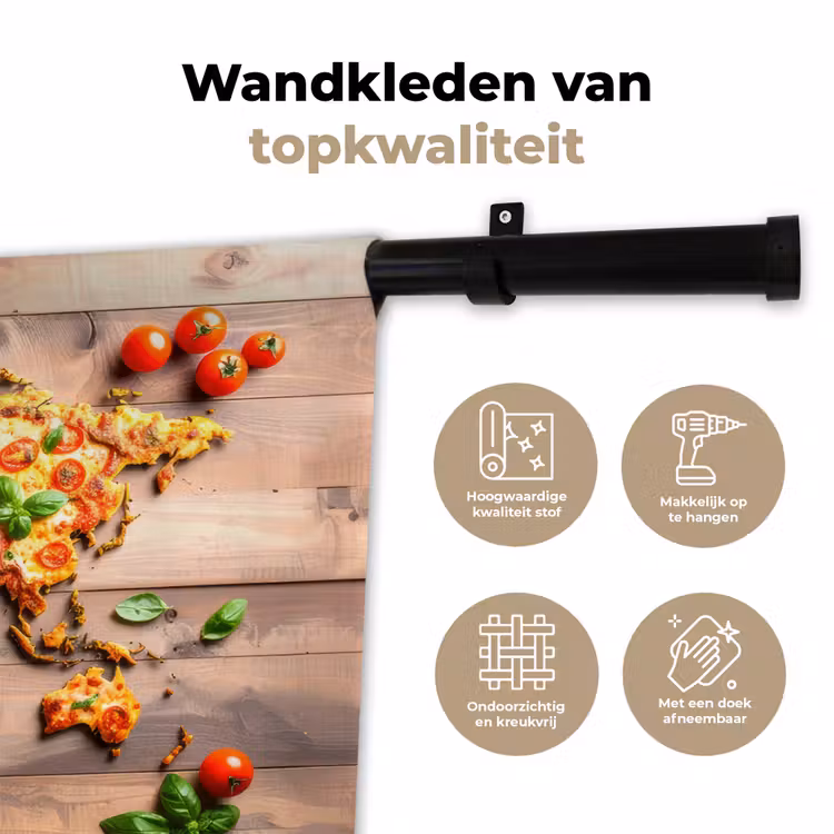 Wandkleed - Wereldkaart - Pizza - Houten ondergrond — 3