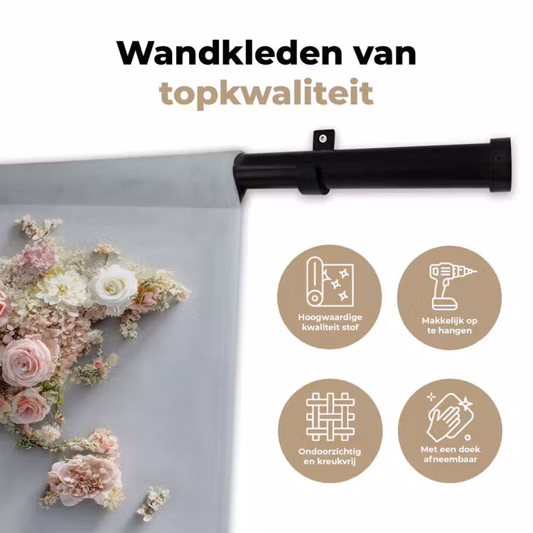 Wandkleed - Wereldkaart - Rozen - Roze — 3