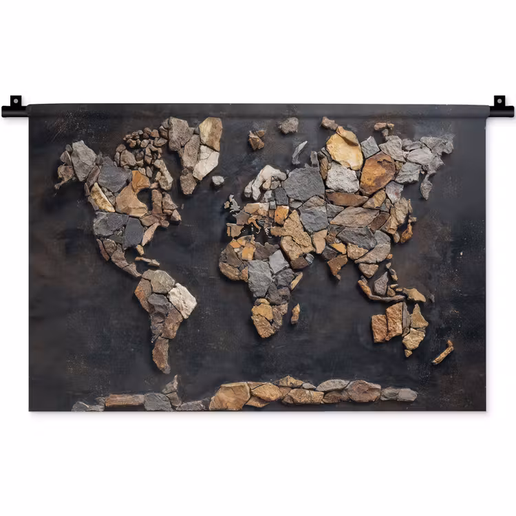 Wandkleed - Wereldkaart - Stenen - Realistisch — 1