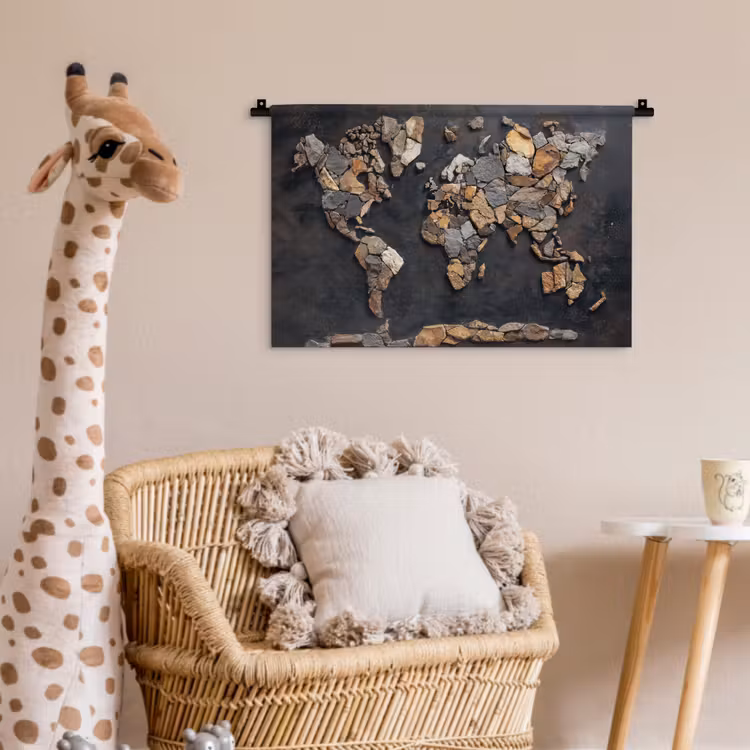 Wandkleed - Wereldkaart - Stenen - Realistisch — 5