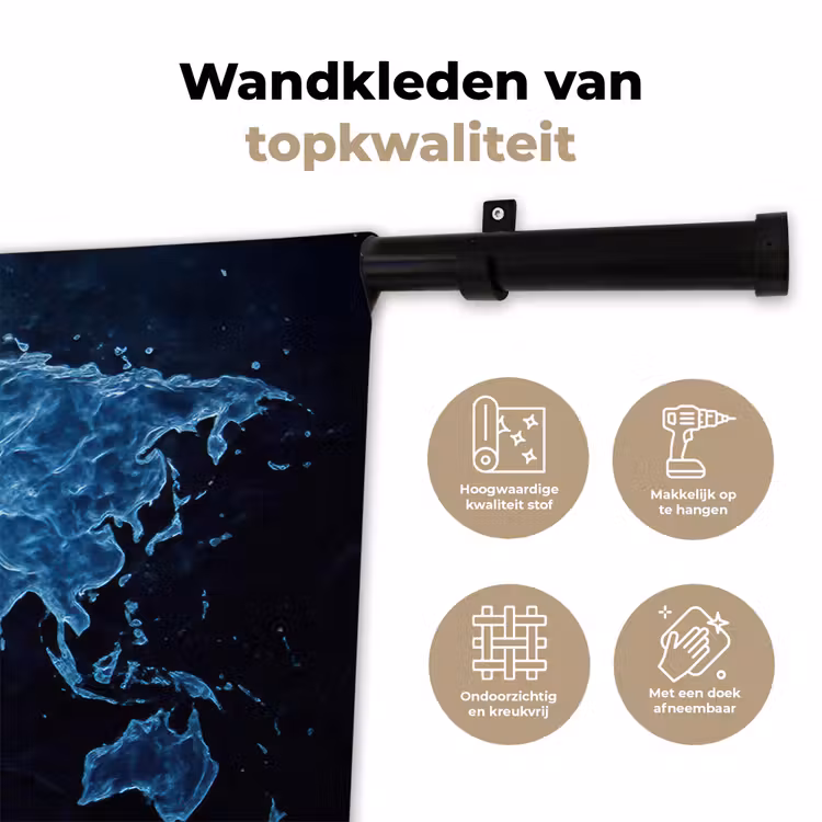 Wandkleed - Wereldkaart - Waterstructuur - Blauw — 3