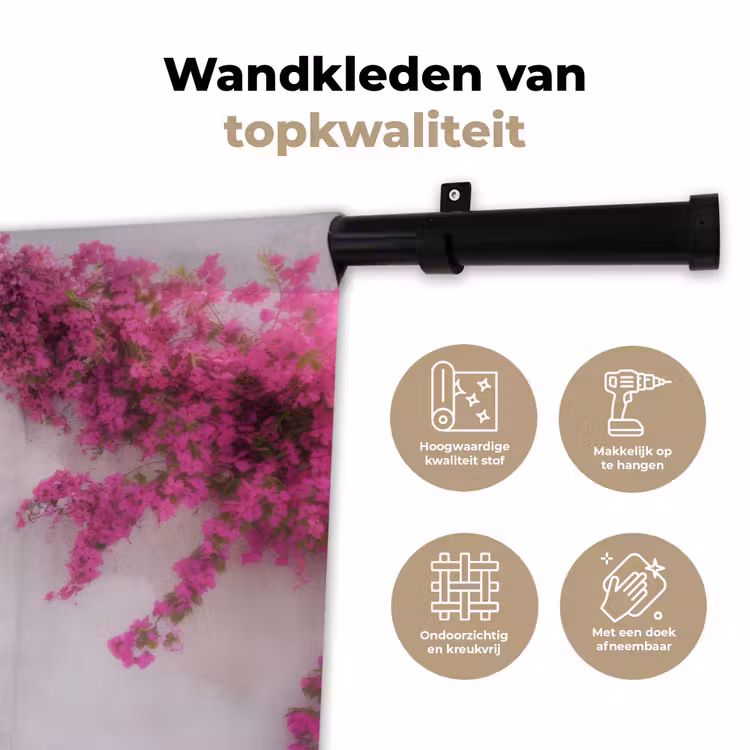 Wandkleed - Zee - Roze - Bloemen - Poort — 3