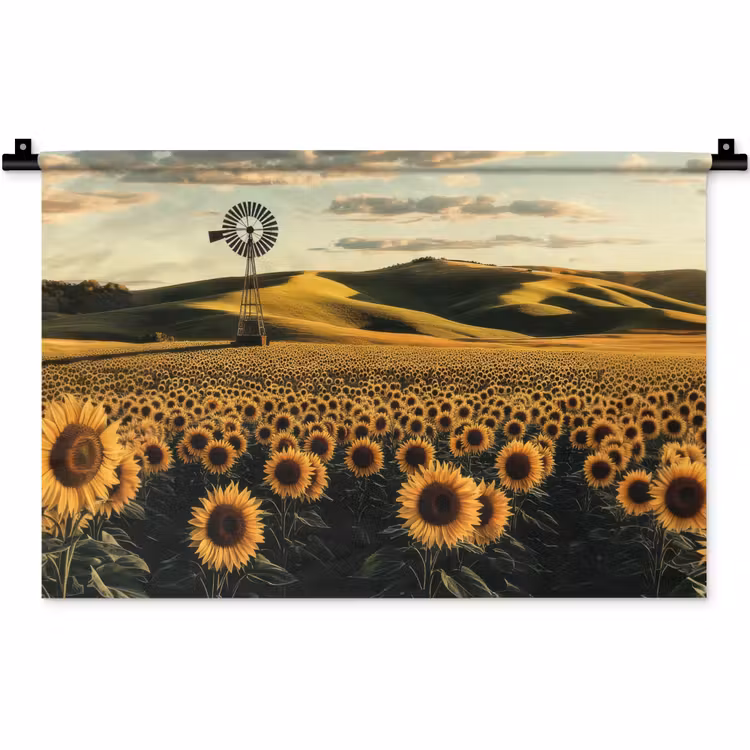 Wandkleed - Zonnebloem - Veld - Windmolen — 1
