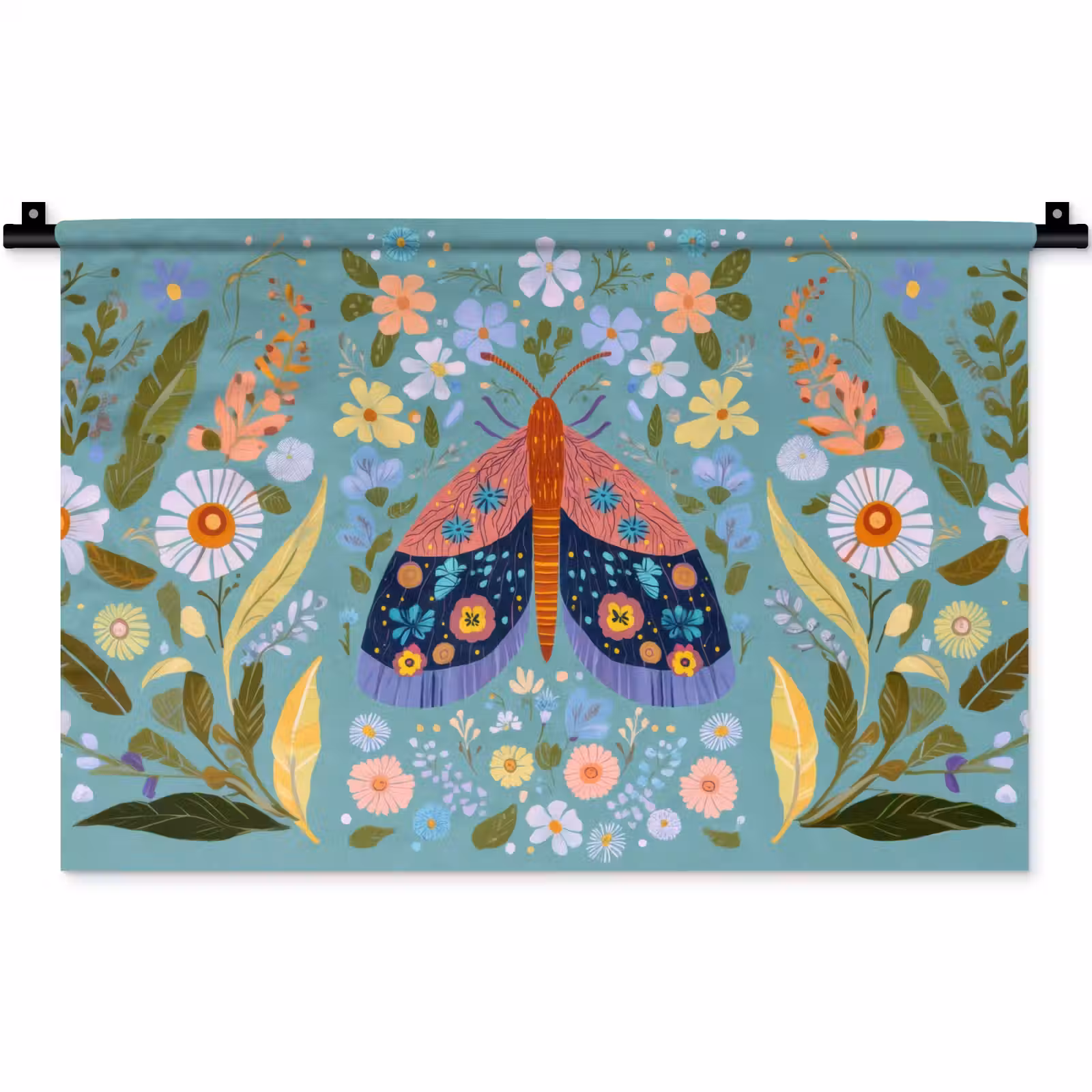 Wandkleed - Vlinder - Sierlijk - Bloemen - Bladeren — 1