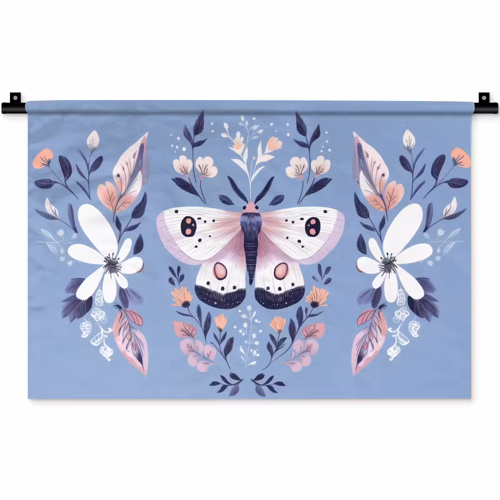 Wandkleed - Vlinder - Vleugels - Stippen - Bloemen — 1