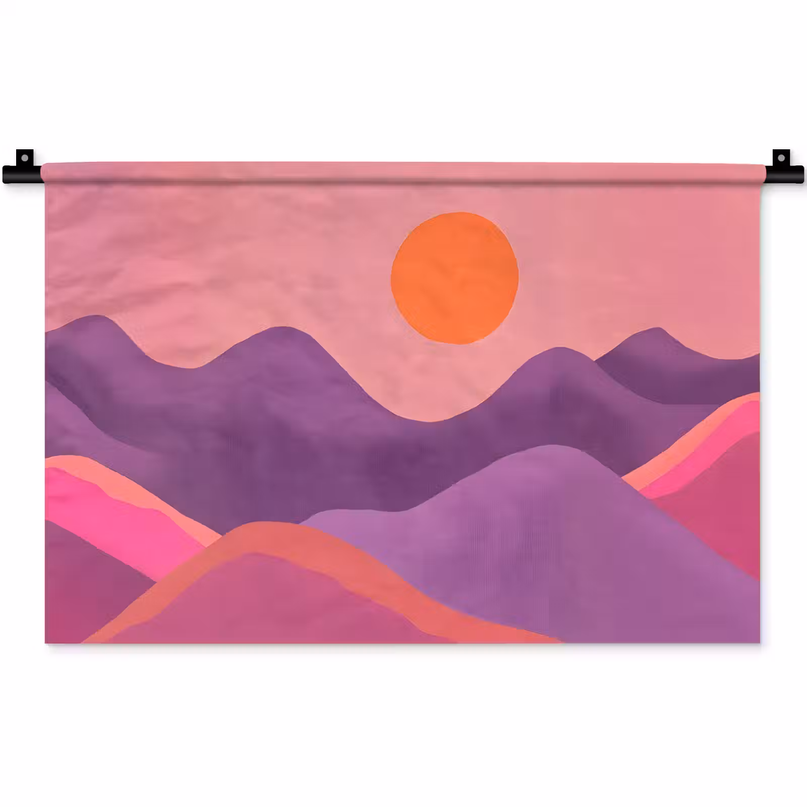 Wandkleed - Zon - Heuvels - Paars - Abstract — 1