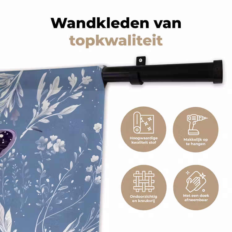 Wandkleed - Vlinder - Bloemtakken - Lichtblauw — 3