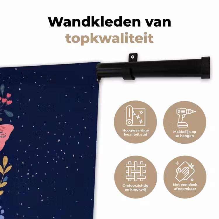 Wandkleed - Vlinder - Maan - Bloemen - Sterrenhemel — 3