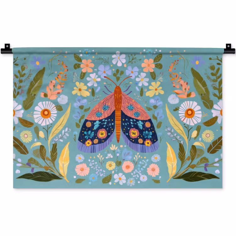 Wandkleed - Vlinder - Sierlijk - Bloemen - Bladeren — 1