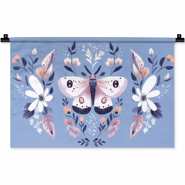 Wandkleed - Vlinder - Vleugels - Stippen - Bloemen — 1