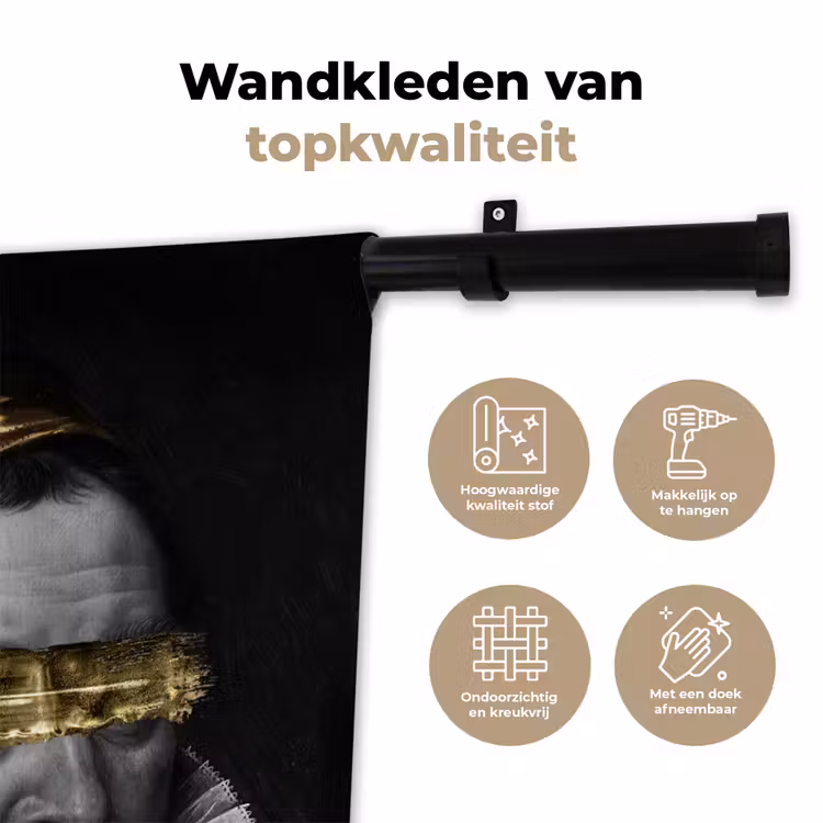 Wandkleed - Willem van Oranje - Adriaen Thomasz - Zwart - Wit — 3
