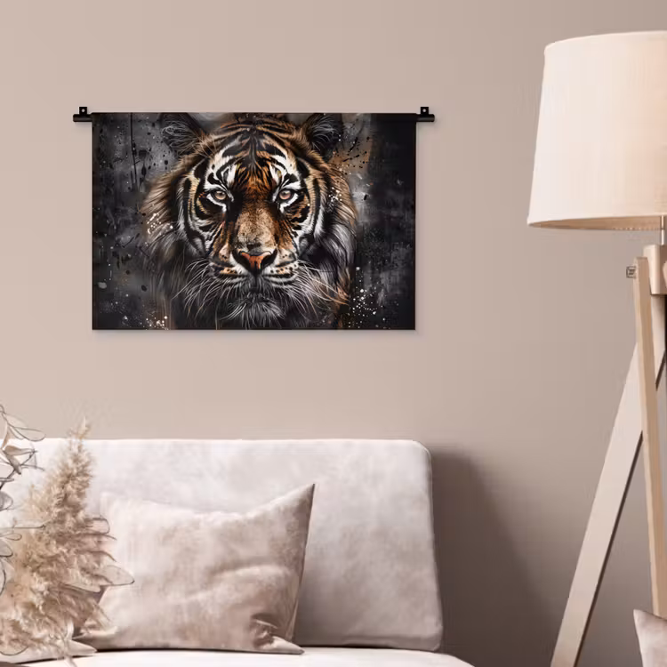 Wandkleed - Tijger - Dieren - Portret - Luxe - Zwart — 2