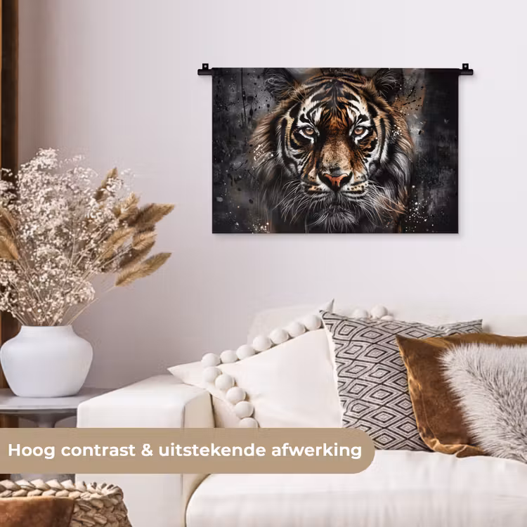 Wandkleed - Tijger - Dieren - Portret - Luxe - Zwart — 4