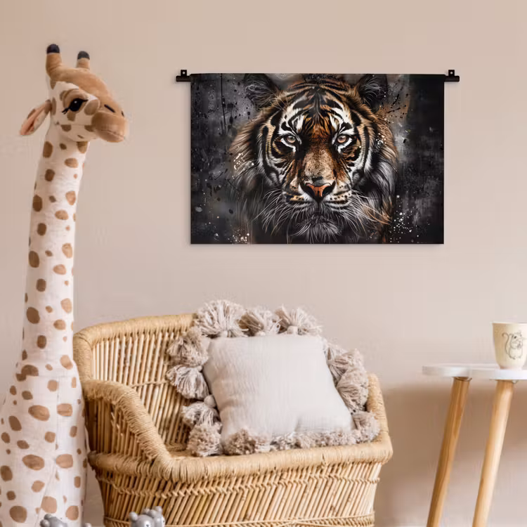 Wandkleed - Tijger - Dieren - Portret - Luxe - Zwart — 5
