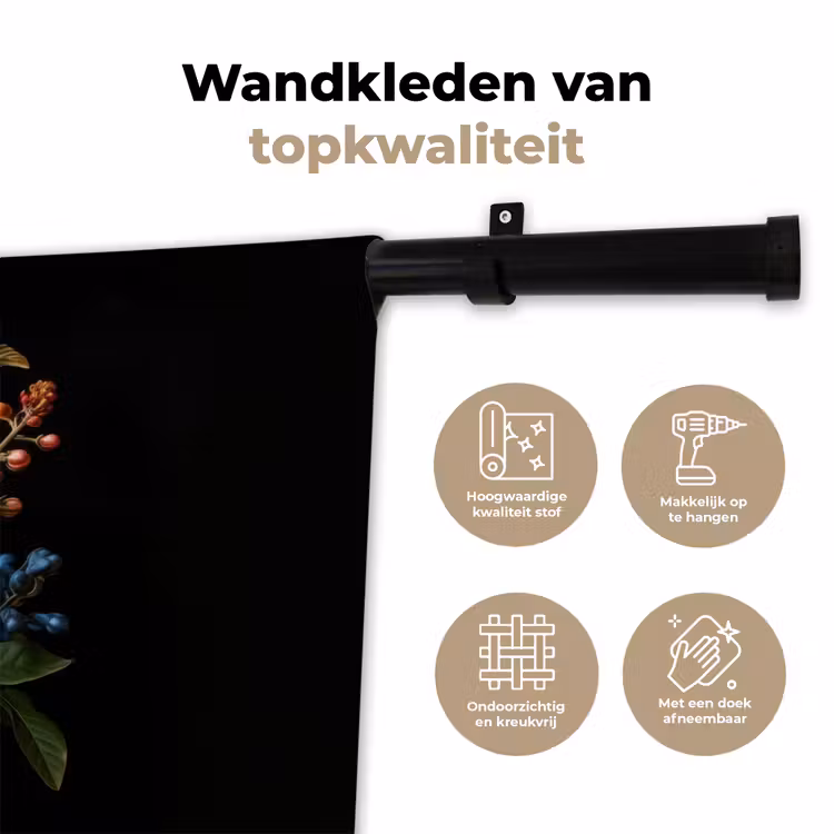 Wandkleed - Tulpen - Bessen - Boeket - Vaas — 3