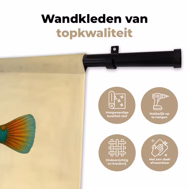 Wandkleed - Vis - Blauw - Stippen - Schubben — 3